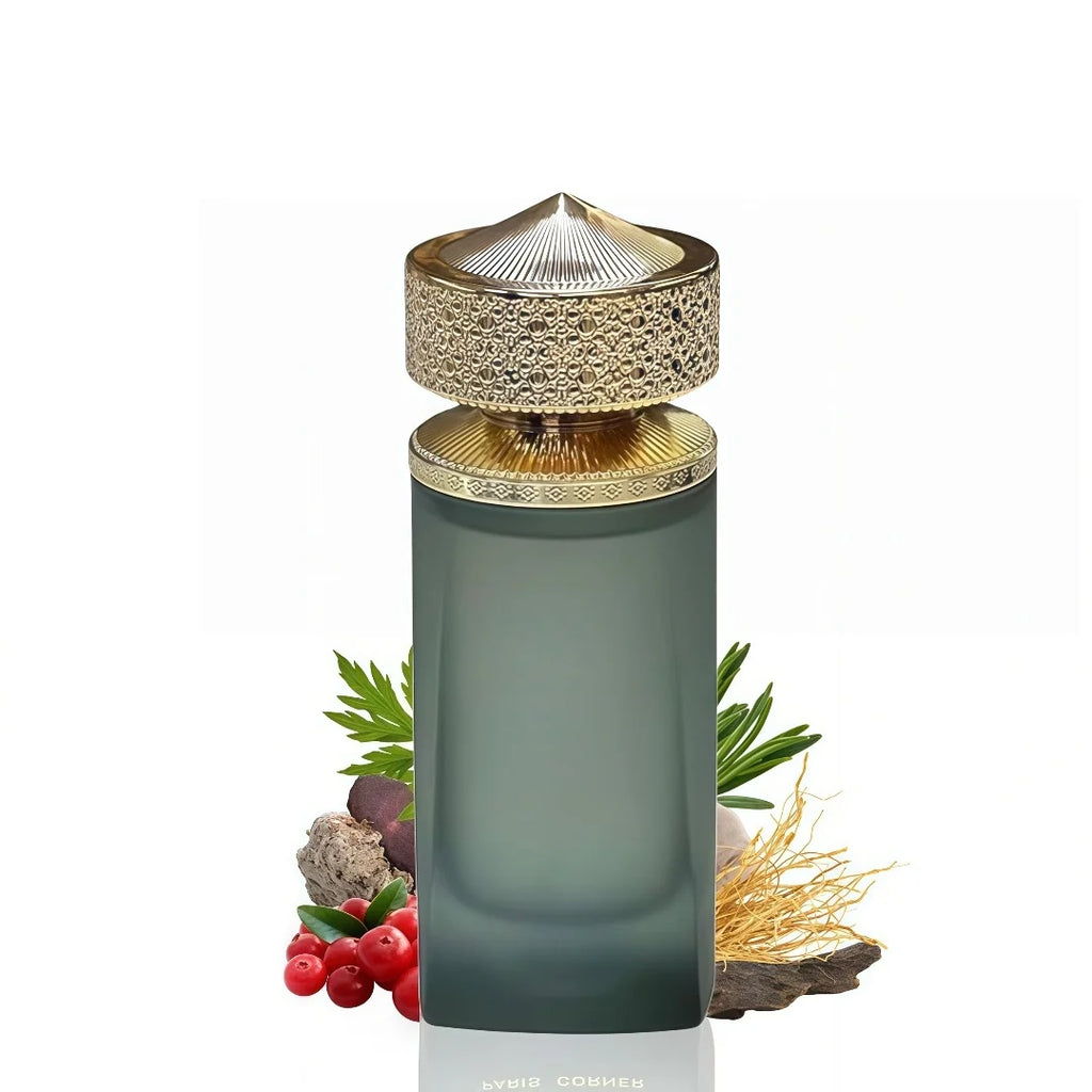 Paris Corner Eshal Vanilla EDP: Women's 3.4oz perfume in a frosted bottle with an ornate gold cap and berry notes.