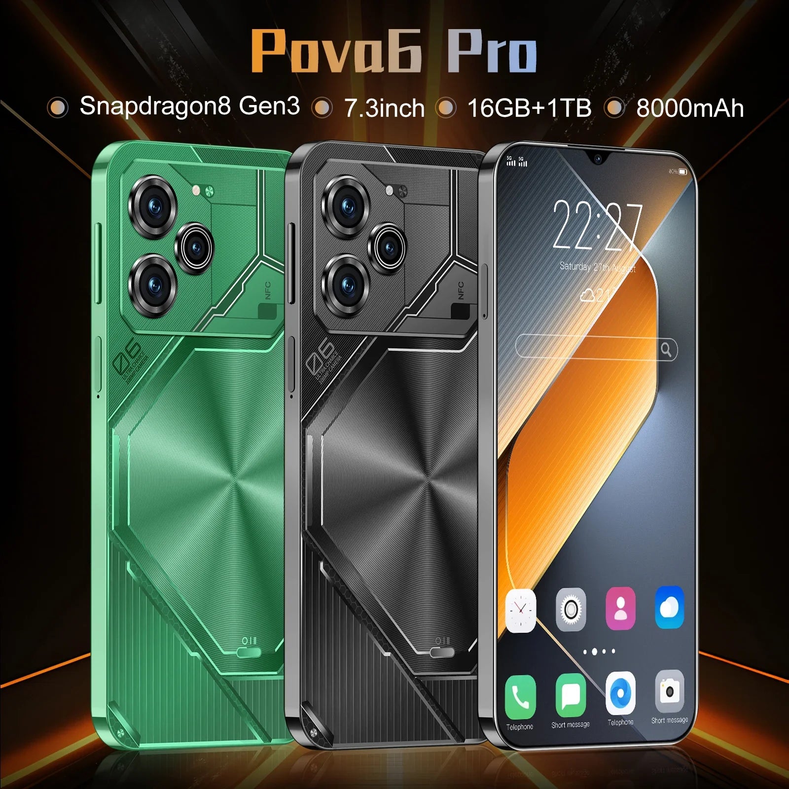 Pova 6 Pro 5G Smartphone 22GB 2TB Android 14 High-Capacity Device Tidesmit
