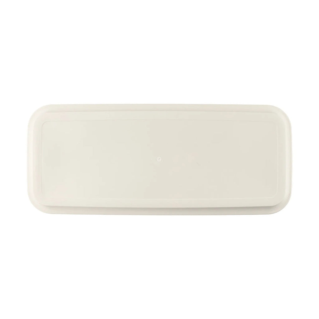 Rectangular plastic plant tray, light beige, shallow rectangular basin