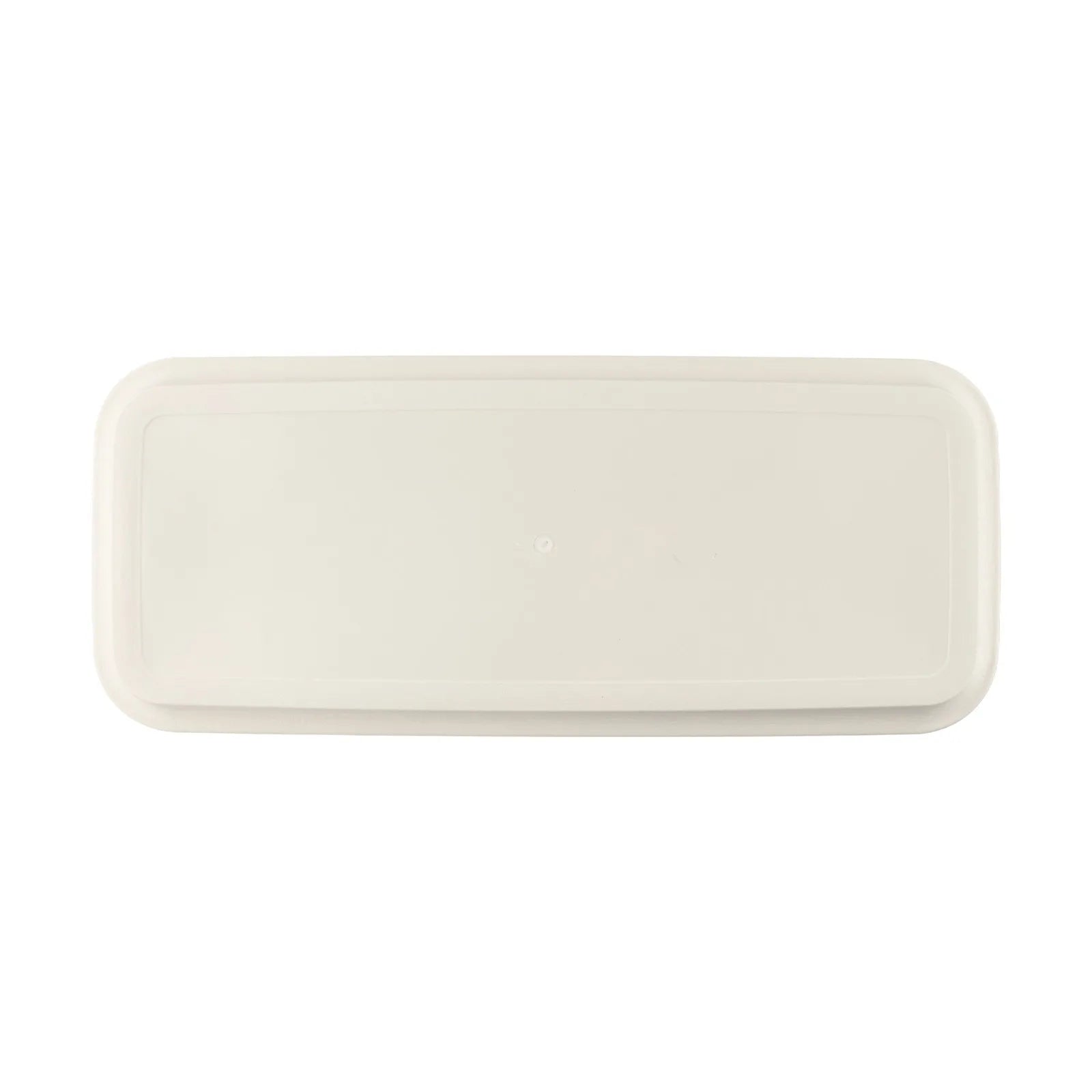 Rectangular plastic plant tray, light beige, shallow rectangular basin