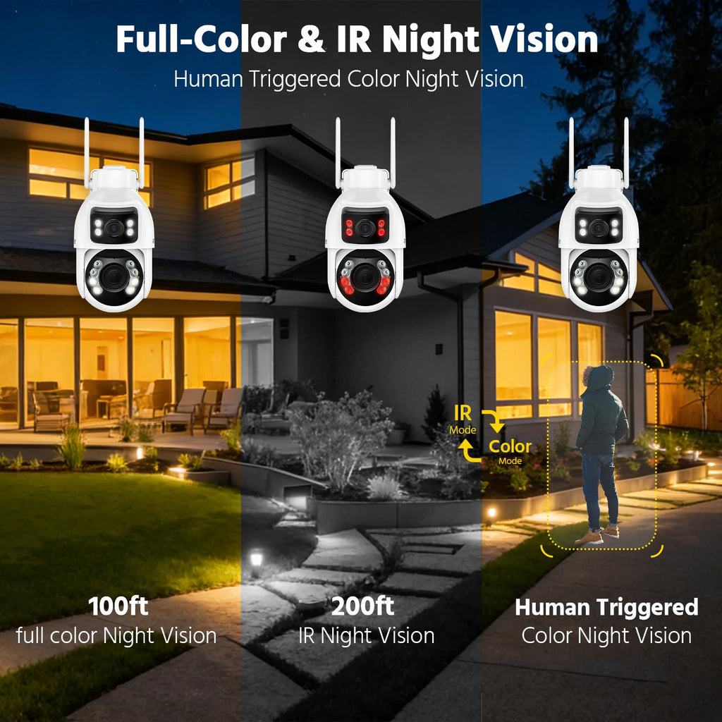 ANNKE WCD1012 10MP Dual-Lens PTZ Security Camera 12X Zoom Wifi Camera AI Human Tracking 1/2/4 PCS 2.4G Wireless Camera Outdoor
