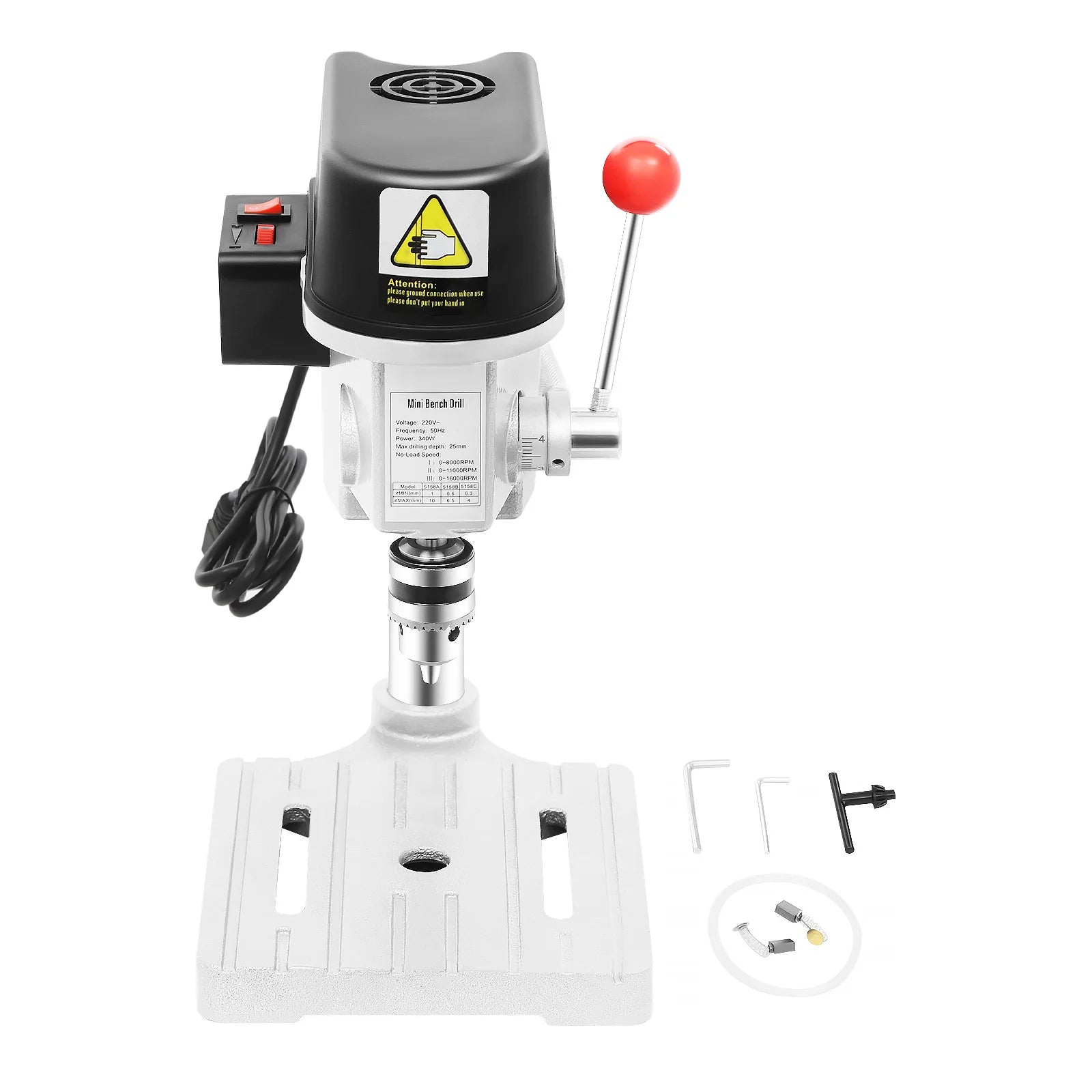 340W Mini Bench Drill Press Adjustable Speed Bench Drill Machine Portable Table Drilling Tool with High-Precision Drilling