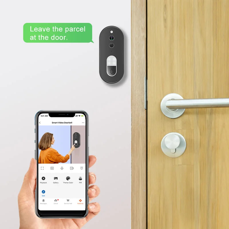 Tuya 1080P HD Wireless WiFi Video Doorbell Smart Home Security Camera Two Way Audio Night Vision Motion Detection IP65Waterproof