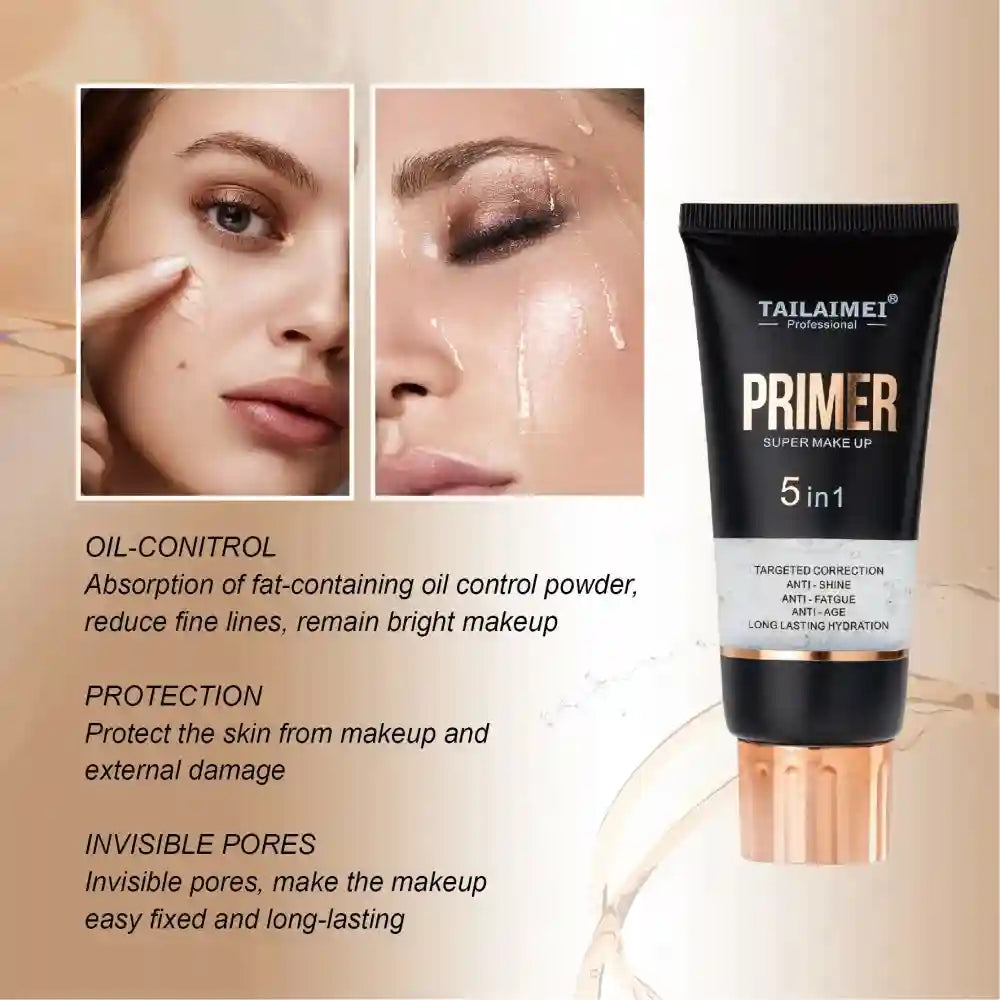 Tidesmit 5 in 1 oil control face makeup primer gel texture close-up for long lasting moisturizing skin prep
