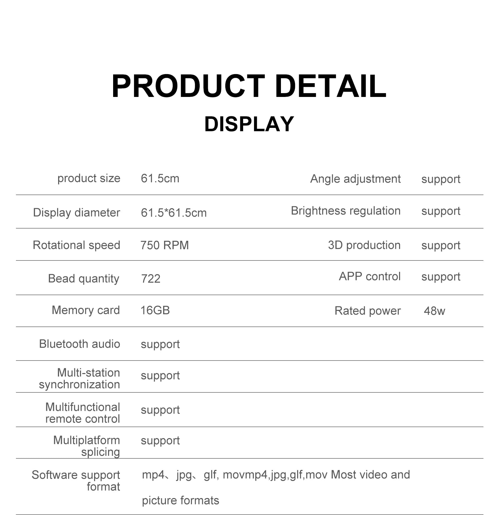 62cm Holographic Fan 722LED Sign Neon Beads 16G Memory Manual DIY Image Text LOGO Advertising Machine Holographic 3D Projector