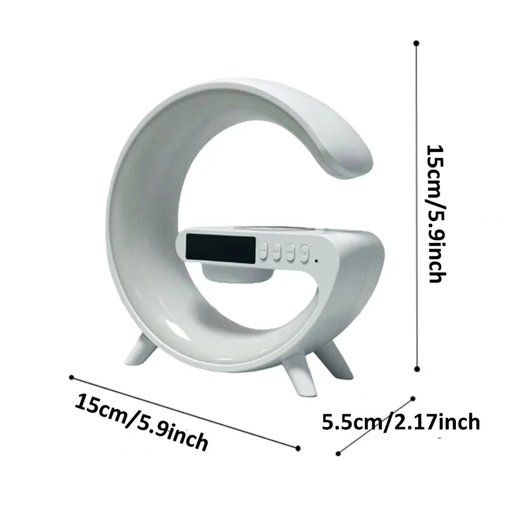 Bluetooth Speaker Atmosphere Light Wireless Charger Christmas Gift RGB Night Wake Up Handsfree Call Phone Fast Charging Station