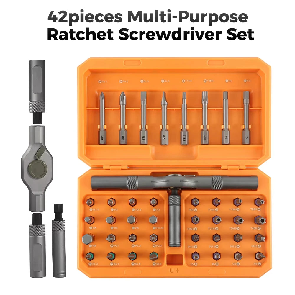 74 in 1 Ratchet Screwdriver Set Detachable T Handle Precision Repair Tool Kit Portable Magnetic Bits for Furniture Computer Bicycle Eyeglasses Phone Electronics DIY Home Maintenance Multi Function Hand Tool Kit