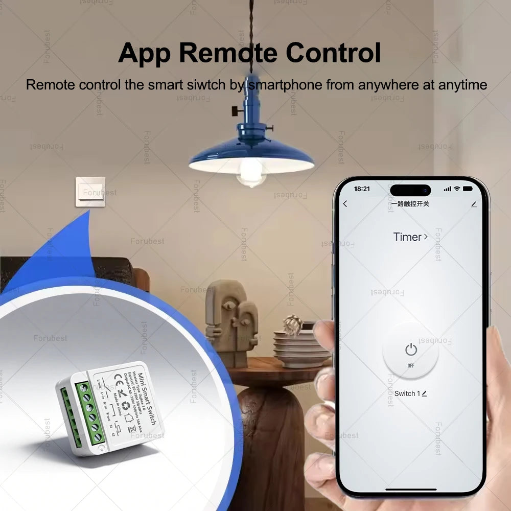 Zigbee Smart Switch Module 16A - App-Controlled Light Relay Tidesmit