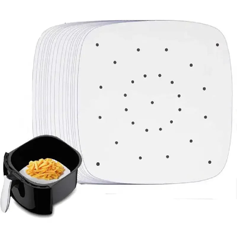 100pcs Air Fryer Parchment Paper Liners 9 Inch Baking Paper Square Perforated Parchment Paper for Steamers Cake Pan Oven Cooking