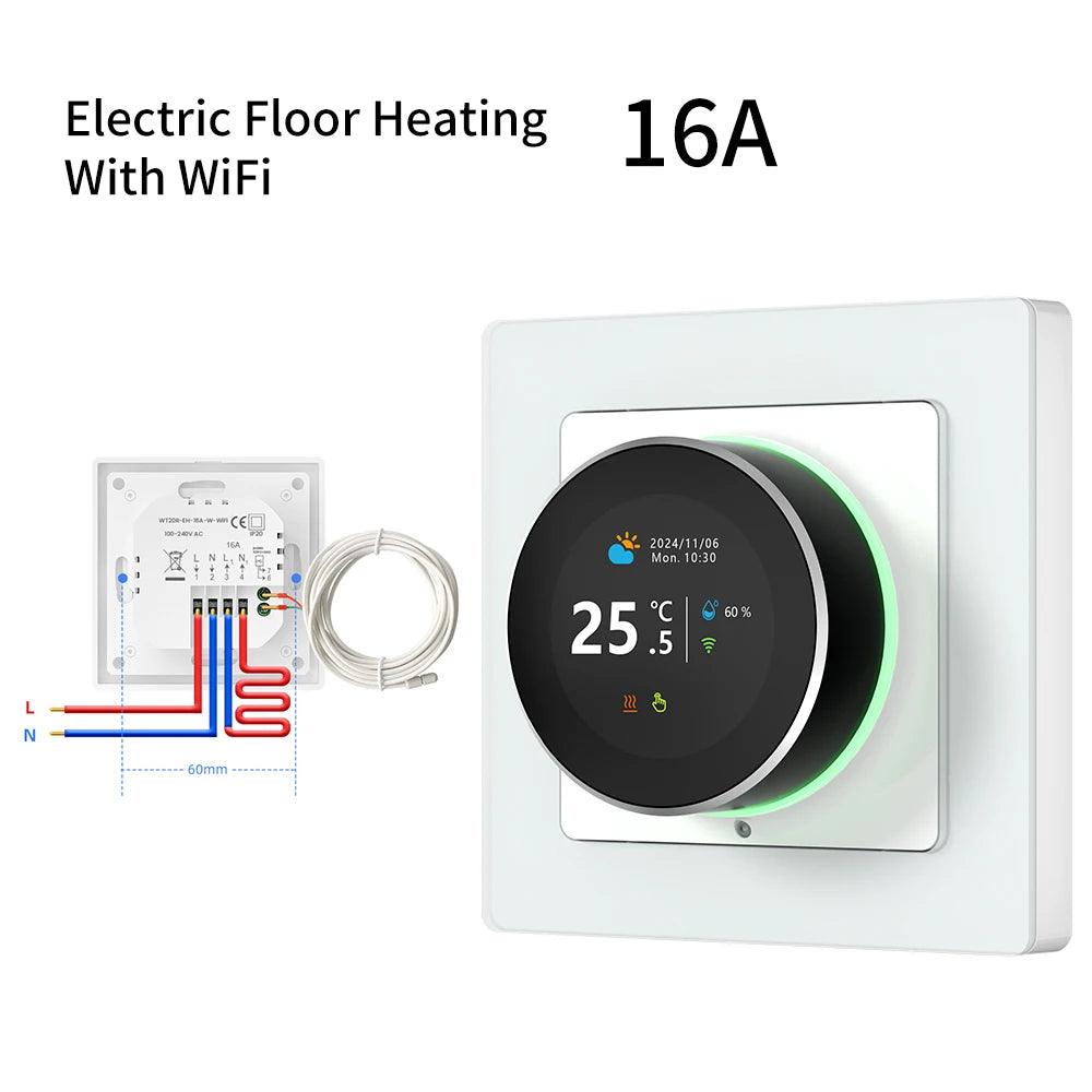 AVATTO WiFi Smart Knob Thermostat，Electric Floor Heating Water/Gas Boiler Temperature Controller Support Tuya Google Home,Alexa