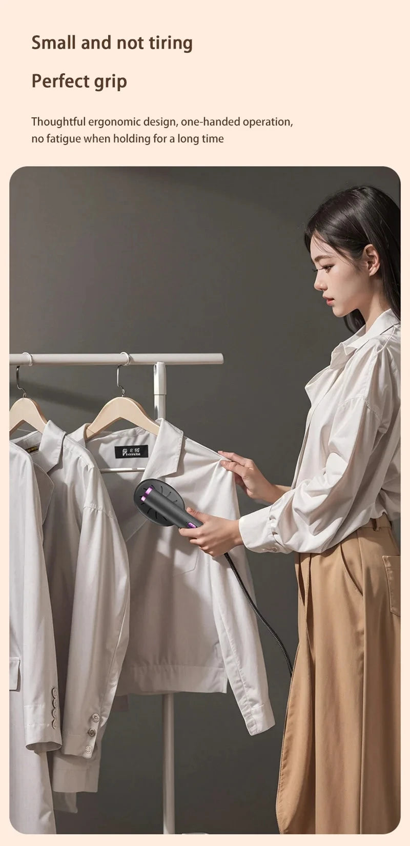 Tidesmit portable handheld garment steamer with ergonomic handle for fast wrinkle removal while traveling