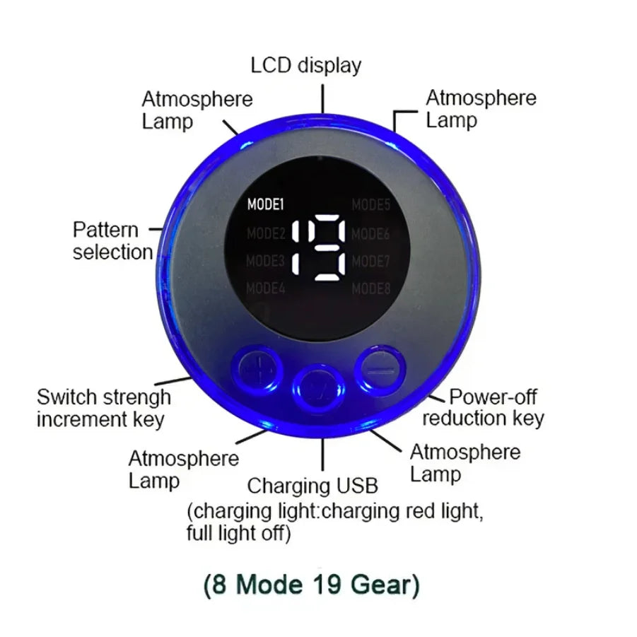 EMS Muscle Stimulator 3-in-1 Abdominal Trainer - USB Blue Relaxation Treatment Tidesmit