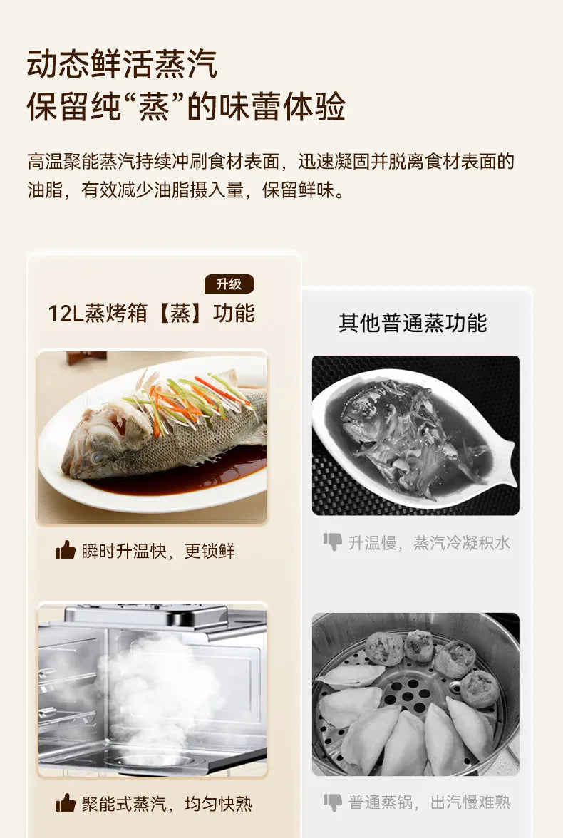 Ouning electric oven steaming and baking machine household desktop steam oven air fryer