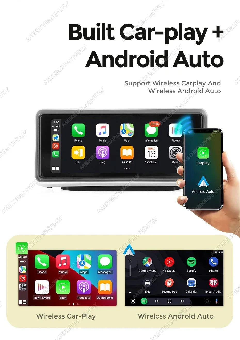 6.86'' Center Intelligent Touch Screen Mirror Car Multimedia Radio Chained Threadless Carpet Car-play Android Auto BT FM Speaker