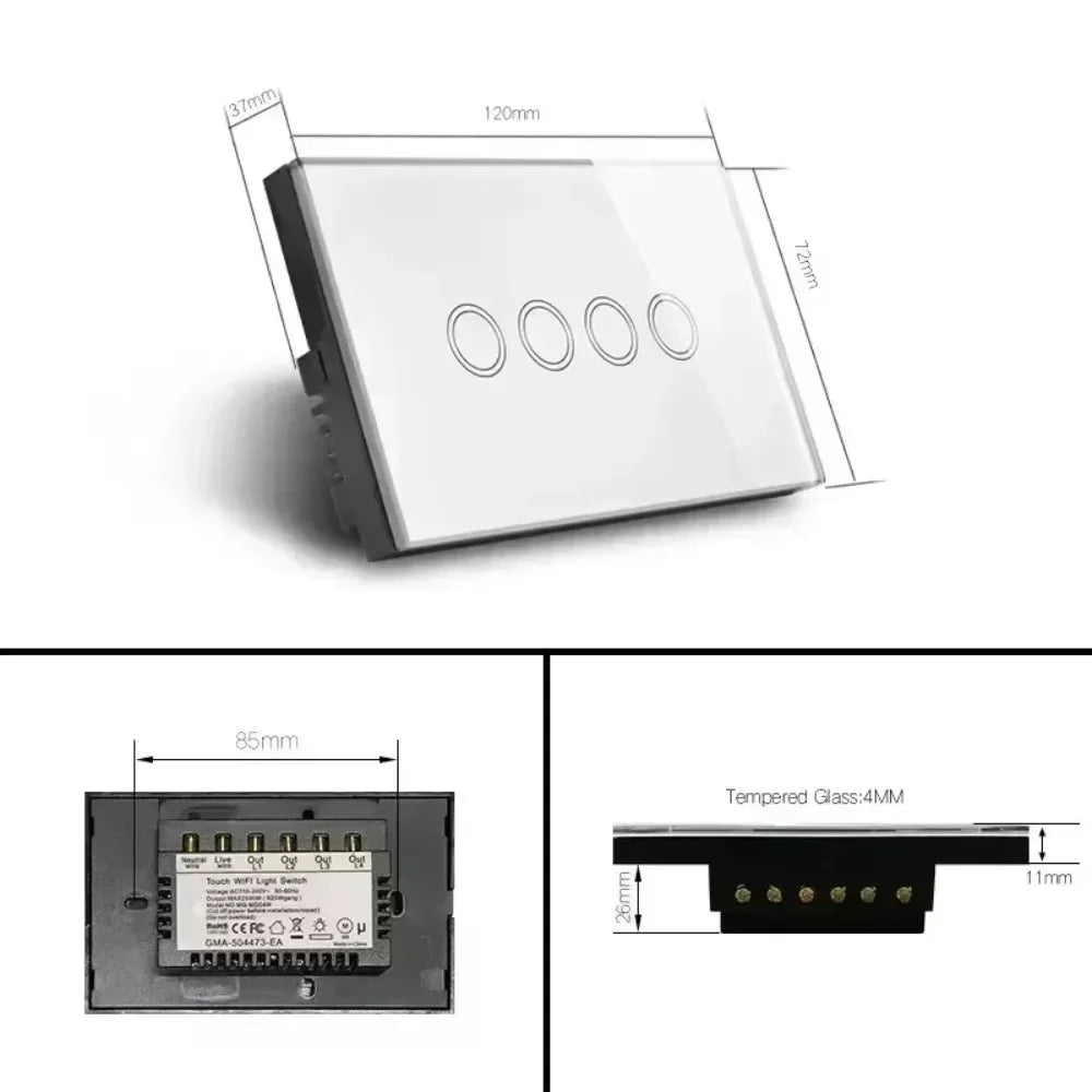 Melery Matter over WiFi Smart Light Switch Glass Touch Sensor Remote Control by Alexa GoogleApple Home Siri Homekit SmartThings