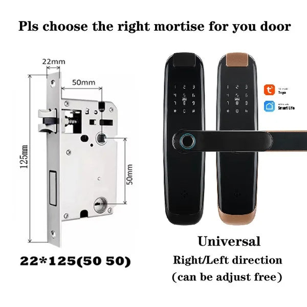 TUYA APP Compatible Smart Life App Unlock Smart Door Lock for Home Wood Door with Fingerprint Handle Combination Rfid Card