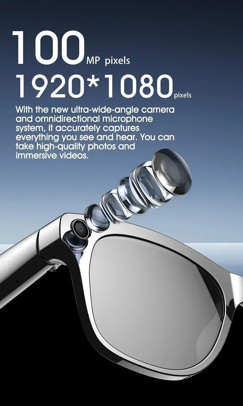 AI Smart Glasses with 100MP Camera and Spatial Audio - Tidesmit Tidesmit