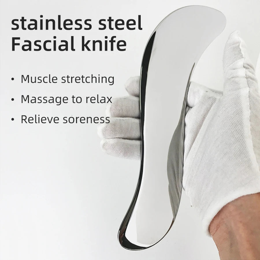Stainless Steel Gua Sha Tool for Muscle Recovery - Silver Tidesmit Relaxation Treatment Tidesmit
