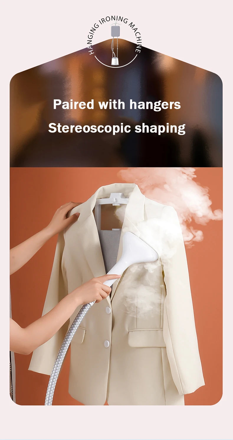 Tidesmit 2000W vertical garment steamer showing steam head and water tank detail for efficient household ironing