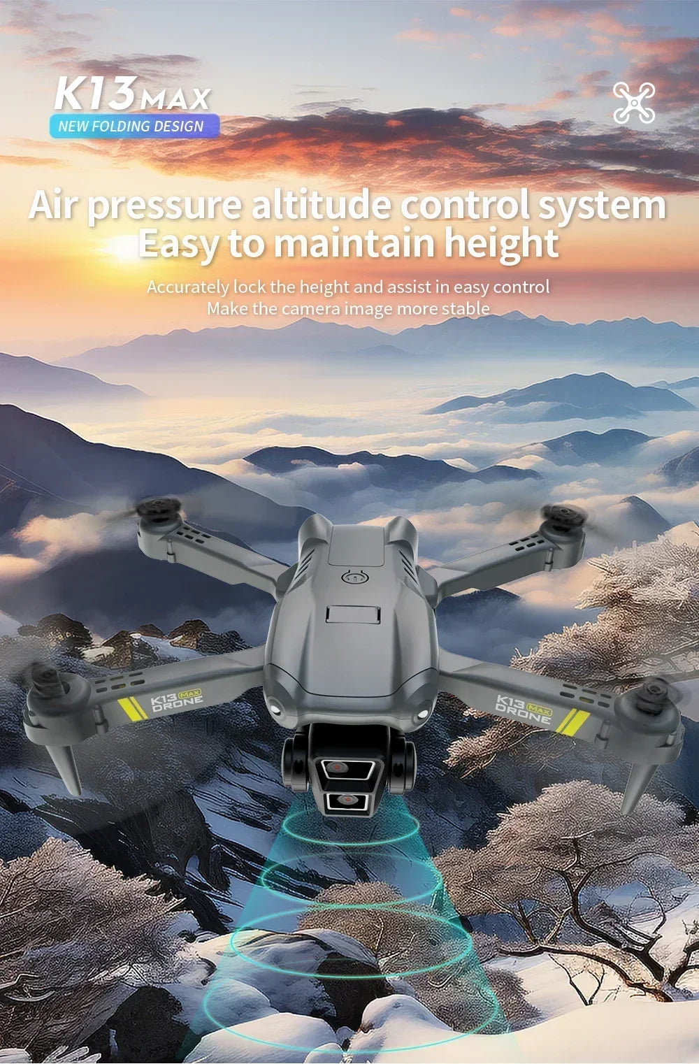 4K GPS Drone with Triple Camera - Foldable FPV Quadcopter Tidesmit