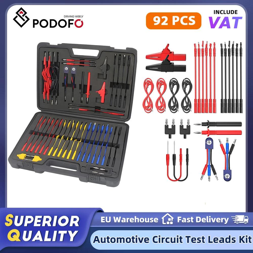 Podofo 92PCS/set Automotive Circuit Test Leads Kit Electrical Service Tools Automotive Lead Test Tools KIT Circuit Test Wires