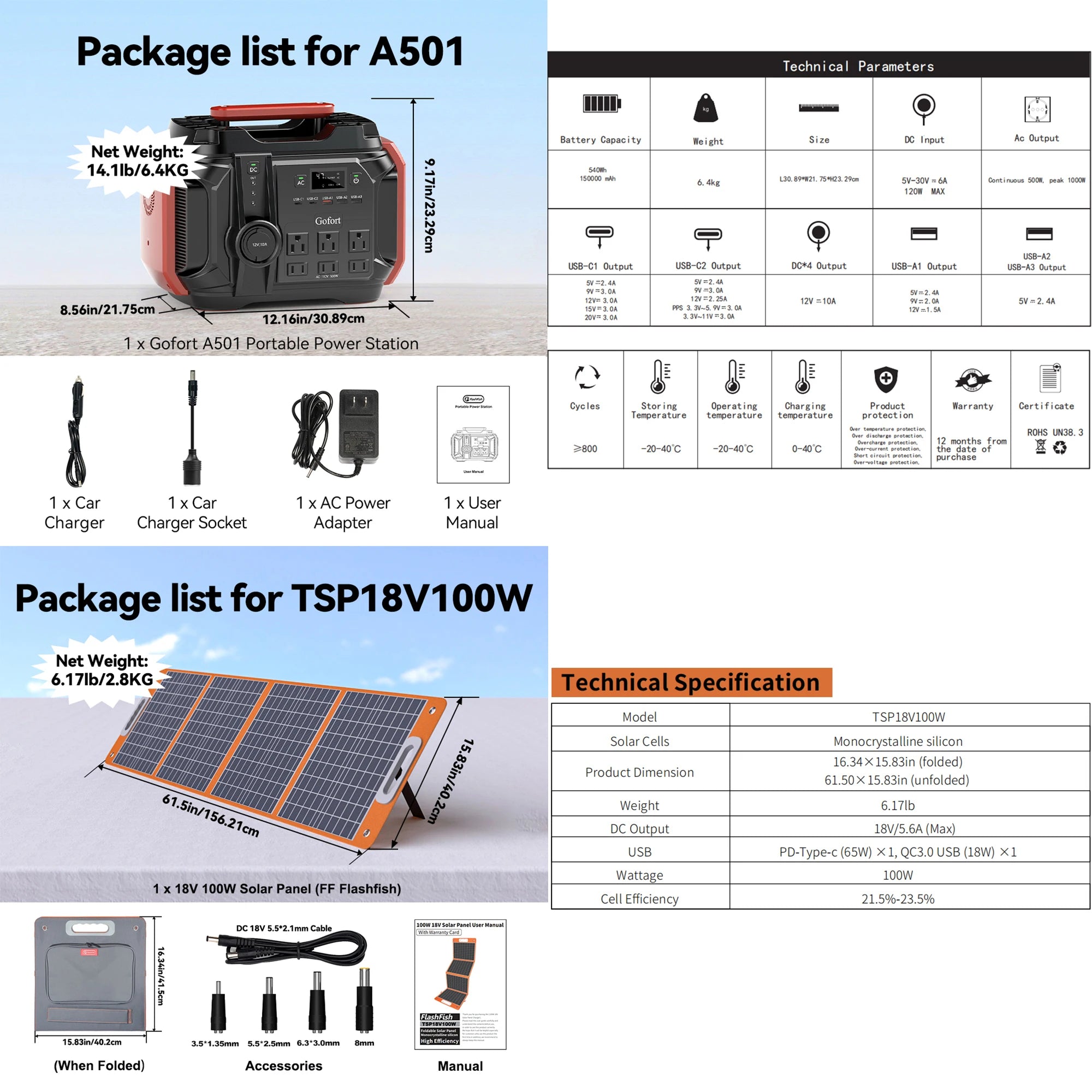Portable Power Station 540Wh with 100W Solar Panel Kit | Tidesmit 110V US and Panel United States Tidesmit