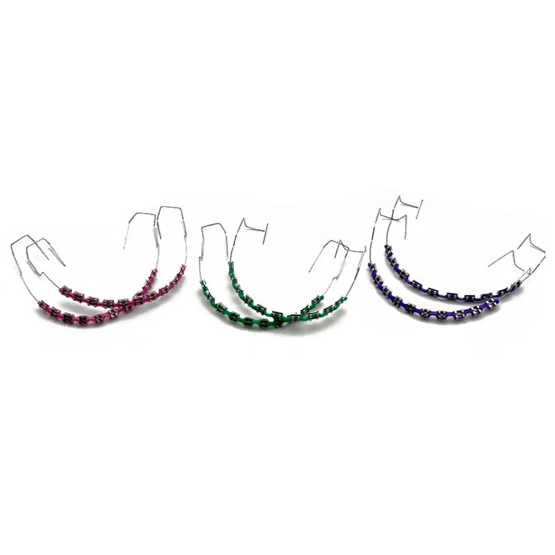 1 Pair Fake Braces Colorful Brackets For Teeth Temporary Metal Wires Metal Bracket Orthodontic Ligature Ties Dental