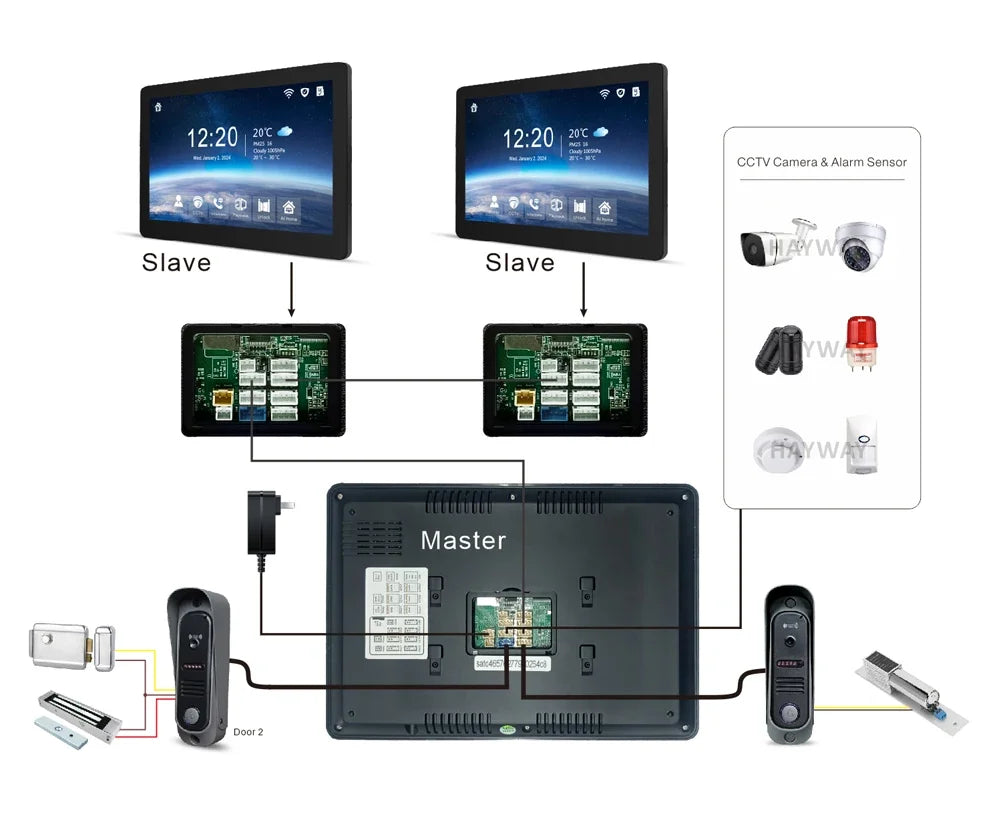 Tuya Wireless IPS 10 " touch screen 1080P camera video intercom kit, with mobile detection, ID access control unlocking,