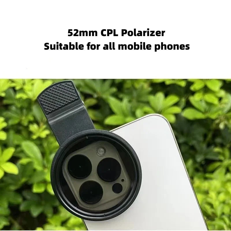 52mm Circular Polarizing Filter for Smartphone - Black CPL Lens Tidesmit