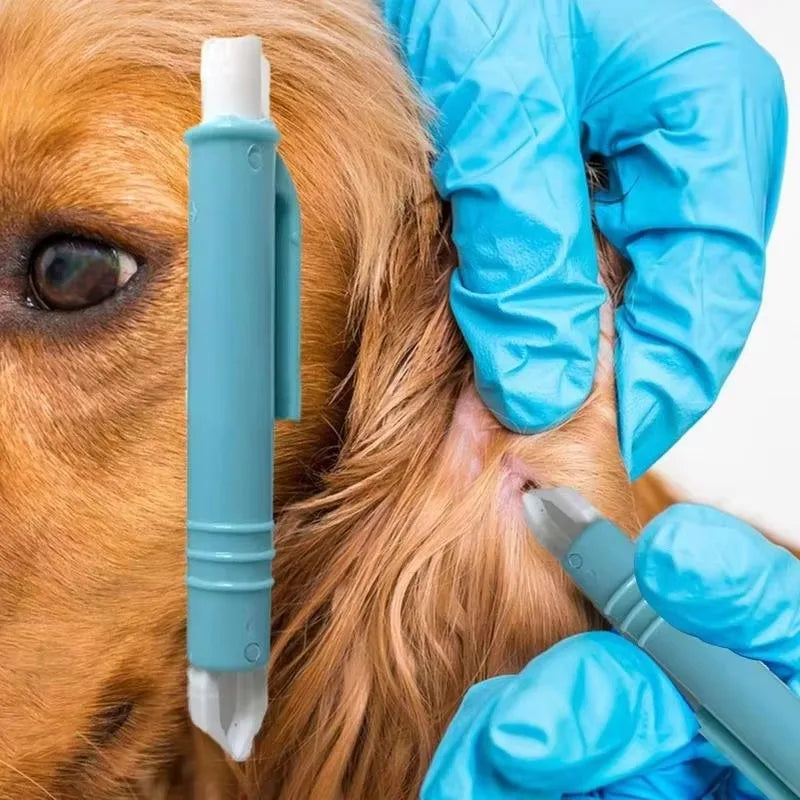 4-piece blue plastic tick and flea removal tool kit for safe, easy parasite extraction from dogs and pets.