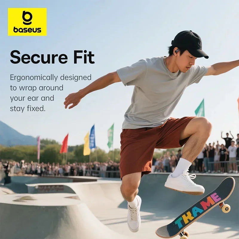 Baseus Eli 2i Fit Open-Ear Earphones True Wireless Bluetooth 6.0 Ear Hooks Headphones IPX5 Waterproof Sports Earbuds Bass Boost Tidesmit