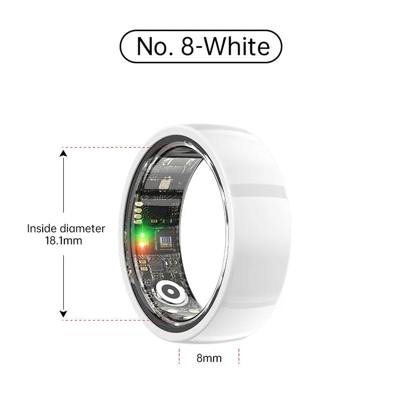 Smart Health Ring – Waterproof Fitness Tracker by Tidesmit Ceramic White No. 8 Tidesmit