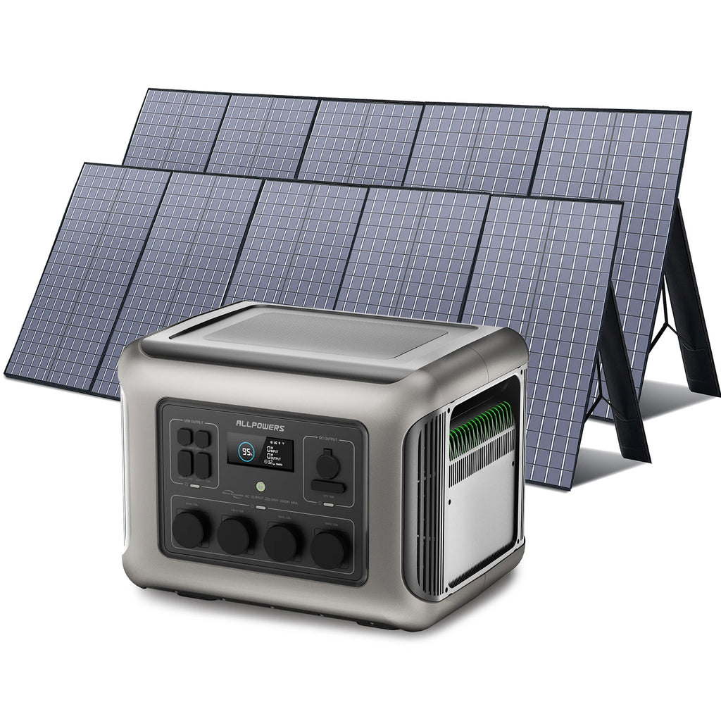 Portable Solar Power Station 2500W with 800W Foldable Solar Panel R2500 with 2X400W Tidesmit