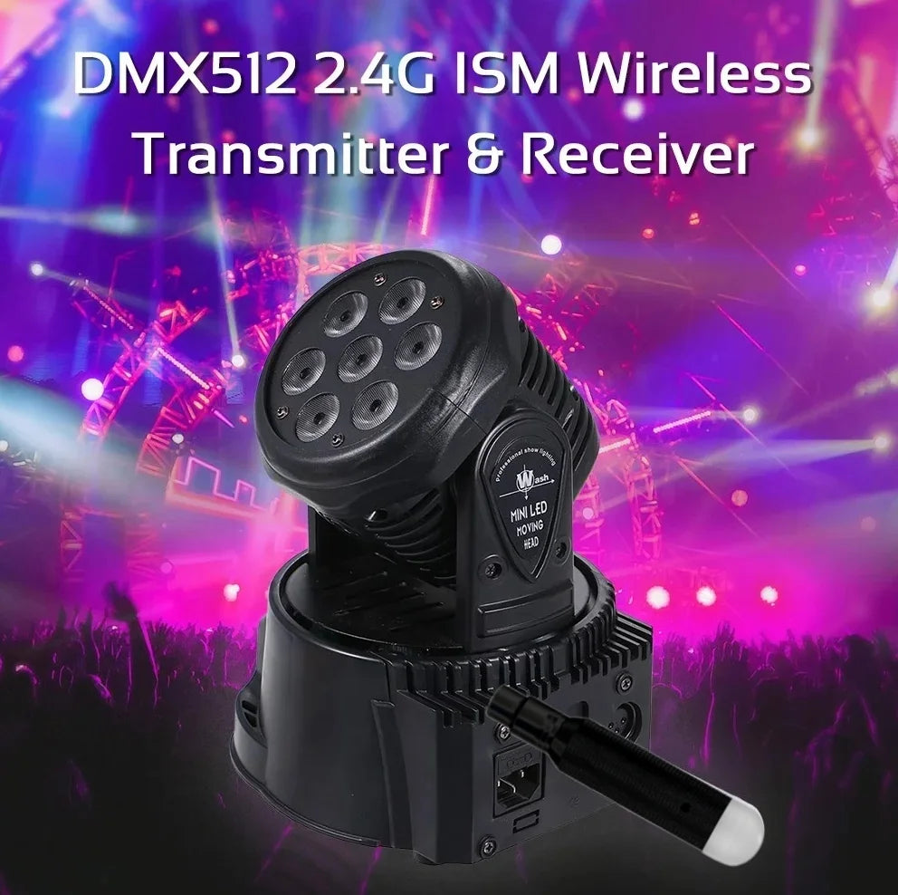 7pcs DMX512 DMX Dfi DJ 2.4G 6Charging Wireless Receiver Built-in Battery & 1 Transmitter LED Lighting Control for LED Stage Par