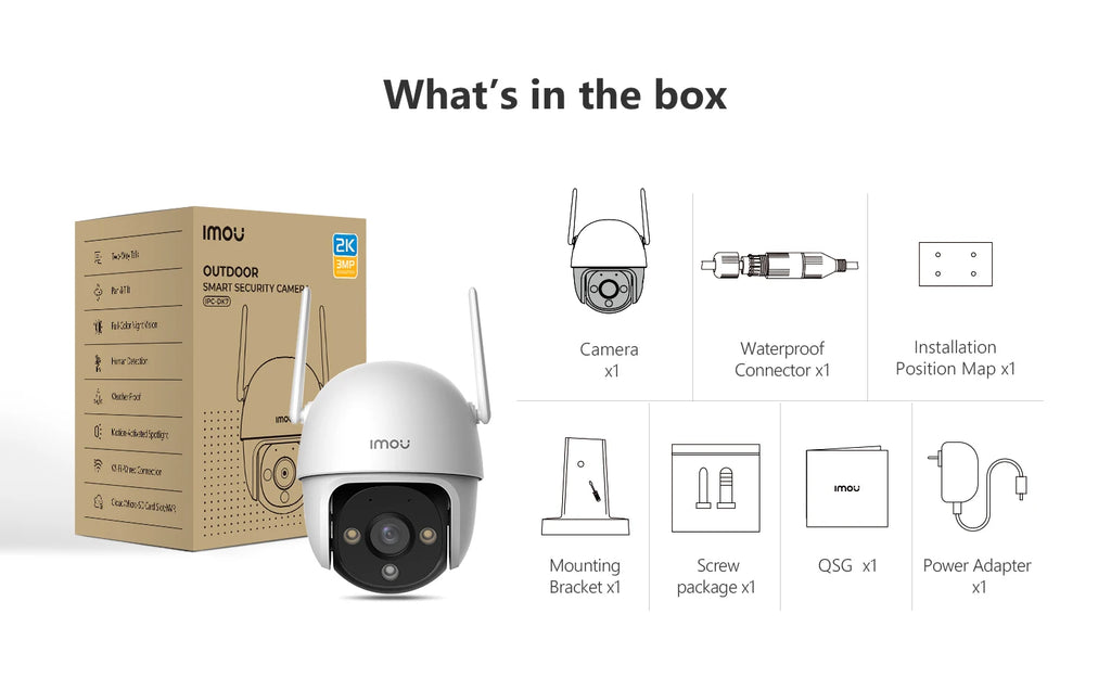 IMOU Cruiser SE+ Series Outdoor Wi-Fi Camera IP66 Weatherproof Camera 8X Digital Zoom Night Vision AI Human Detection Camera