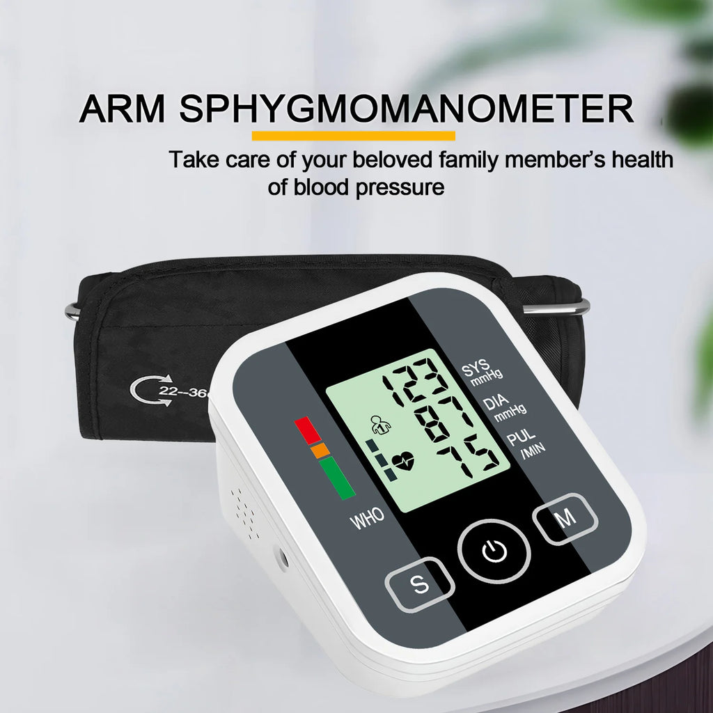 LCD Backlight Digital Upper Arm Blood Pressure Monitor Automatic Home Medical Sphygmomanometer BP Tonometer Heart Rate Meter