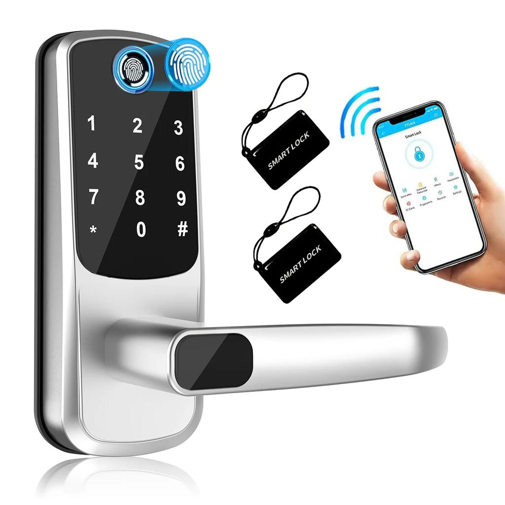 Wifi Smart Door Lock With APP/ Biometric Fingerprint / Password /Smart Card /Key Unlock/ USB Emergency Charger Electronic Lock