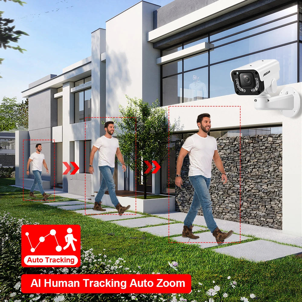 ASECAM 4K 8MP IP Camera PTZ 30X Optical Zoom AI Vehicle Detection WDR POE Security CCTV Surveillance IMX415 Hikvision Compatible