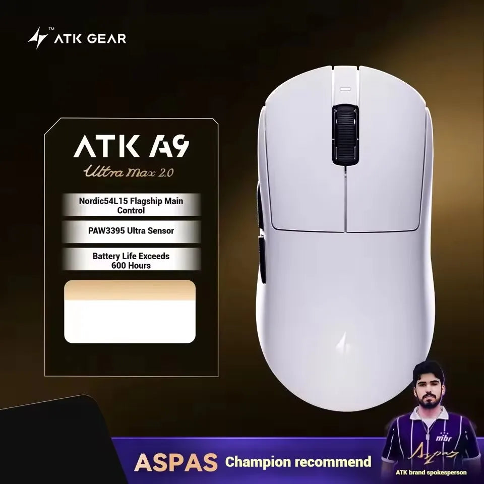 ATK A9 PLUS ULTRA Series Mouse Dual 8K Wireless Mouse Bluetooth Lightweight PAW3950 Ultra Nordic52840 E-sports Mice Gift