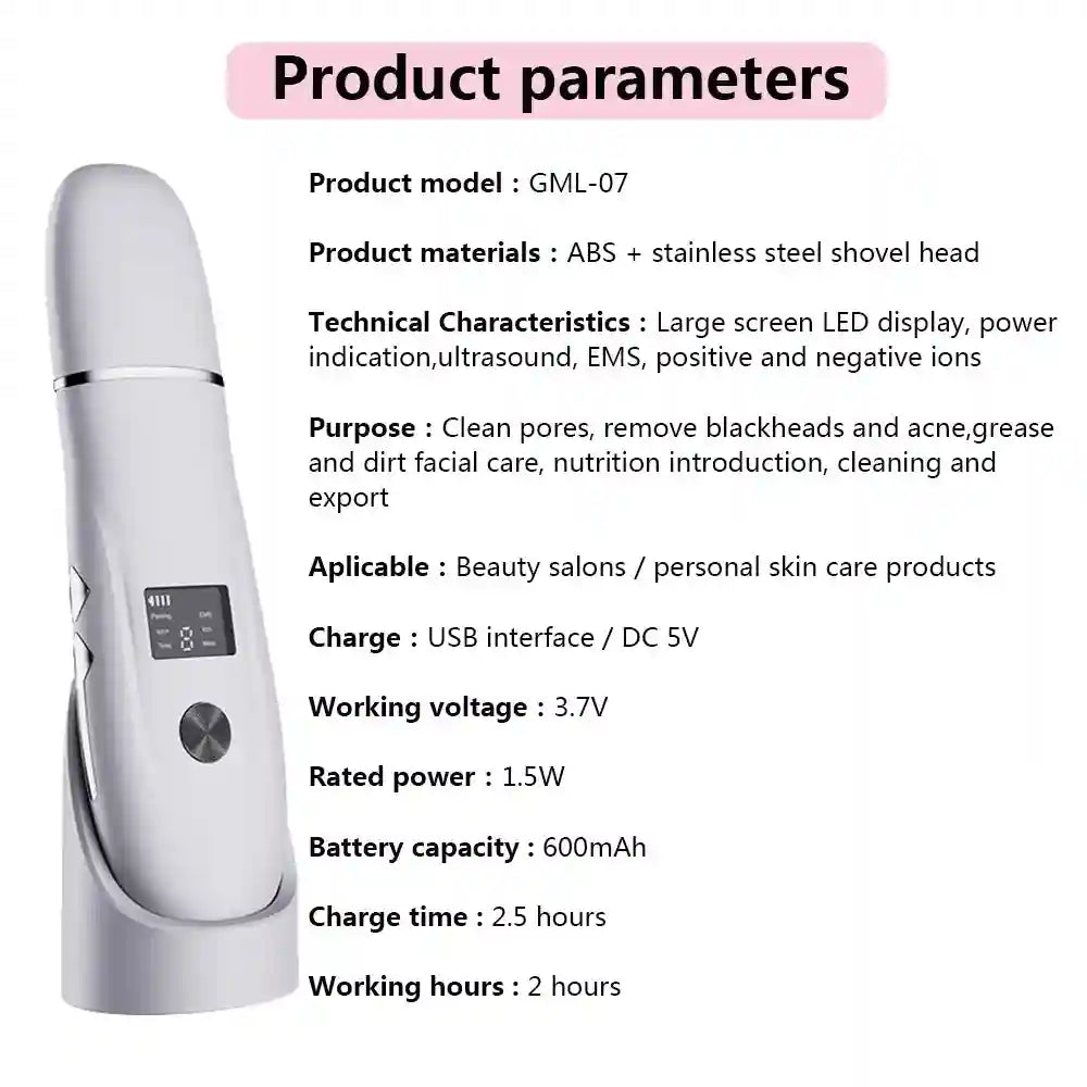 Ultrasonic Face Scrubber - Deep Pore Cleaning & Blackhead Removal Device Scrubs Treatments Tidesmit