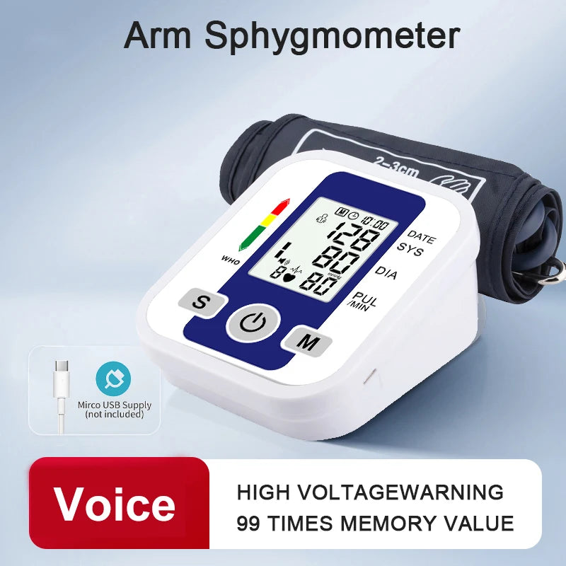 Arm Blood Pressure Monitor BP Automatic Professional Medical Portable Tonometer Digital Tensiometer Heart Rate Monitor 32 Cuff
