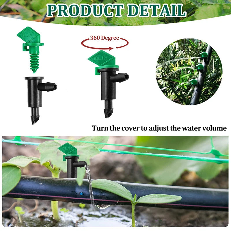 60PCS 4GPH Flag Drip Emitter Drip Emitters 16L/H Emitter Sprinkler Drippers System Connect 4mm/7mm Hose for Lawn Vegetables Gard