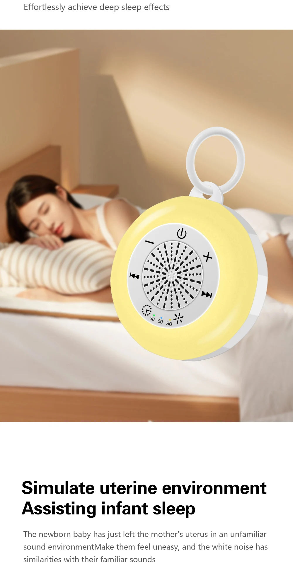 Baby Sleep White Noise Machine USB Rechargeable Timed Shutdown Sleep Machine Baby Sound Player Night Light Timer Noise Player
