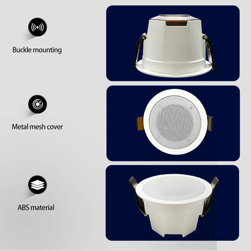 2 Inch Mini Bluetooth Ceiling Speakers Home Audio Audience Stereo Sound System Indoor Music Flush Mount Speakers Kitchen Bedroom