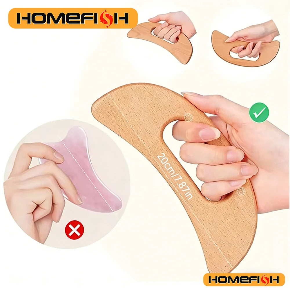 Wooden Gua Sha Scraping Tool | Half-Moon Ivory Body Massager Body Shaping Massage Equipment Tidesmit