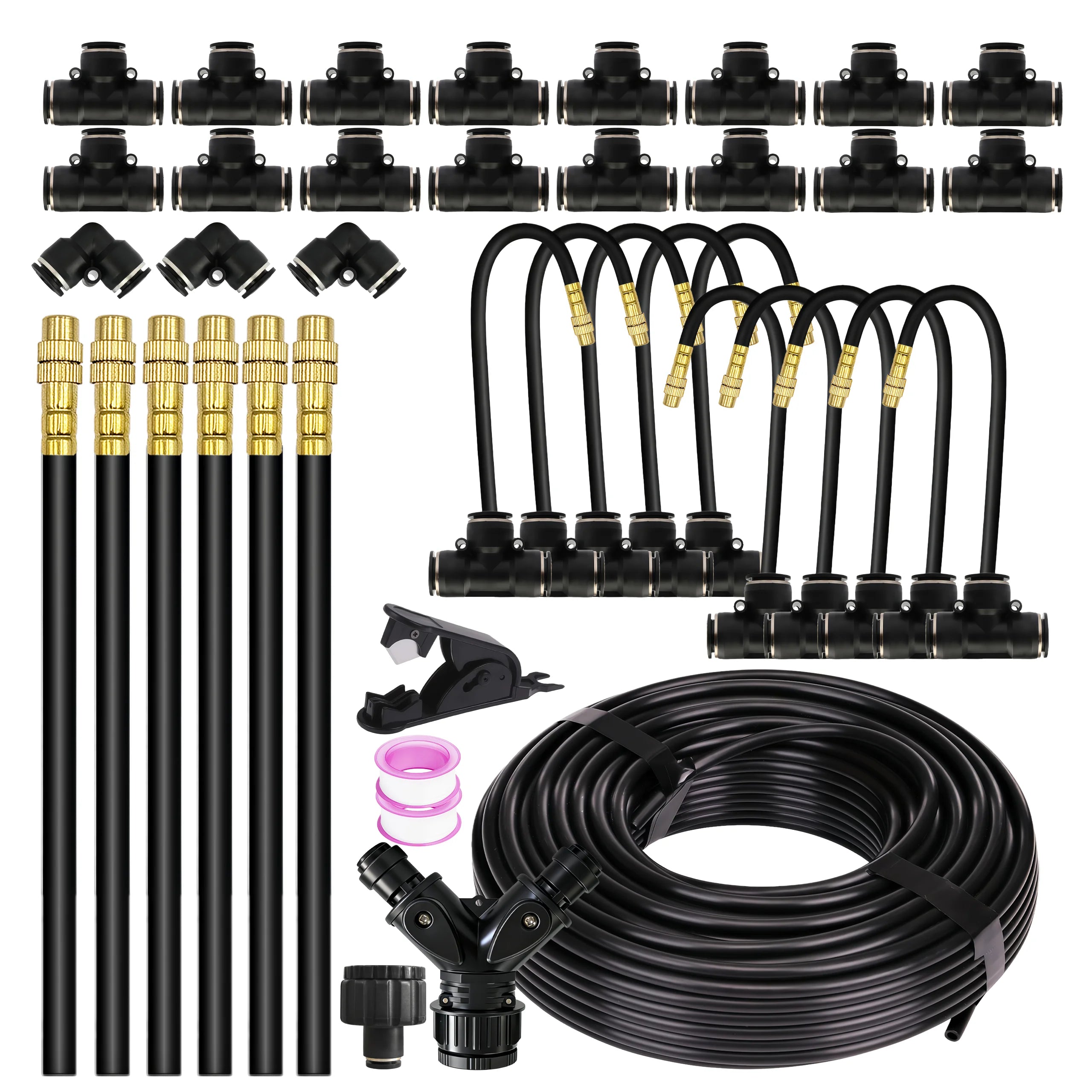 Garden 5 30M 8mm PE Hose 20cm 360 Bending Brass Nozzle Spray Kit Atomized Automatic Irrigation Equipment Plants Mist Watering System