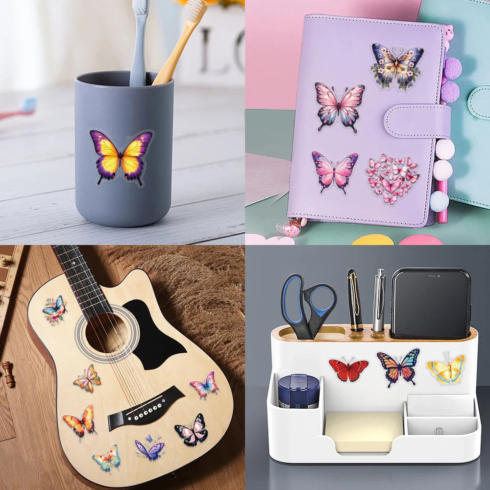 60 PCS Colorful Butterfly Sticker Pack - Waterproof Transparent PET Decals, Great as Journal LanLanStickersWorld Store