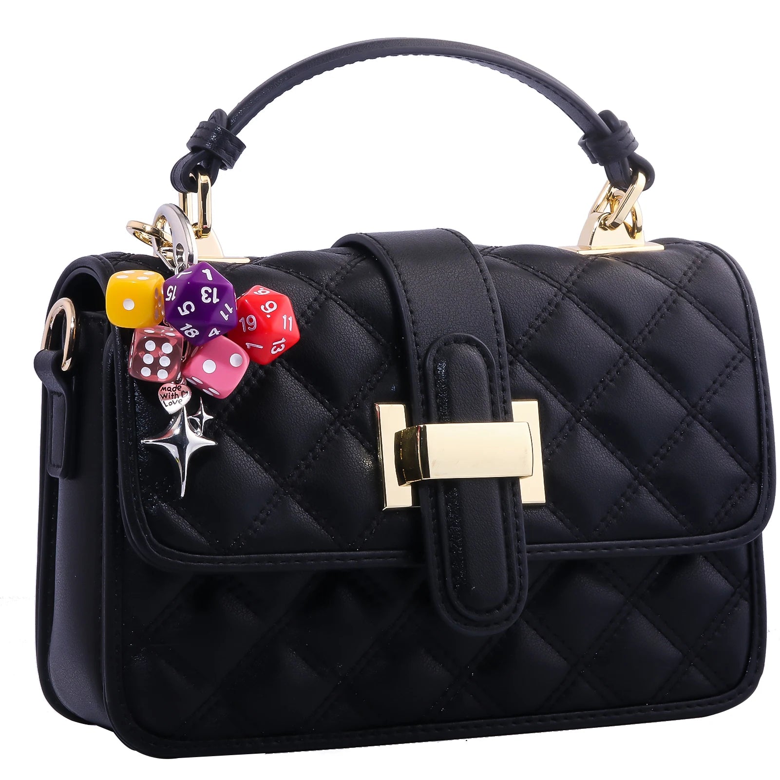 Punk Hiphop Black Dice No. 8 Billiards Keychain Y2K Pink Lucky Dice Starburst Pendant Bag Charms Hangings Ornament Accessories