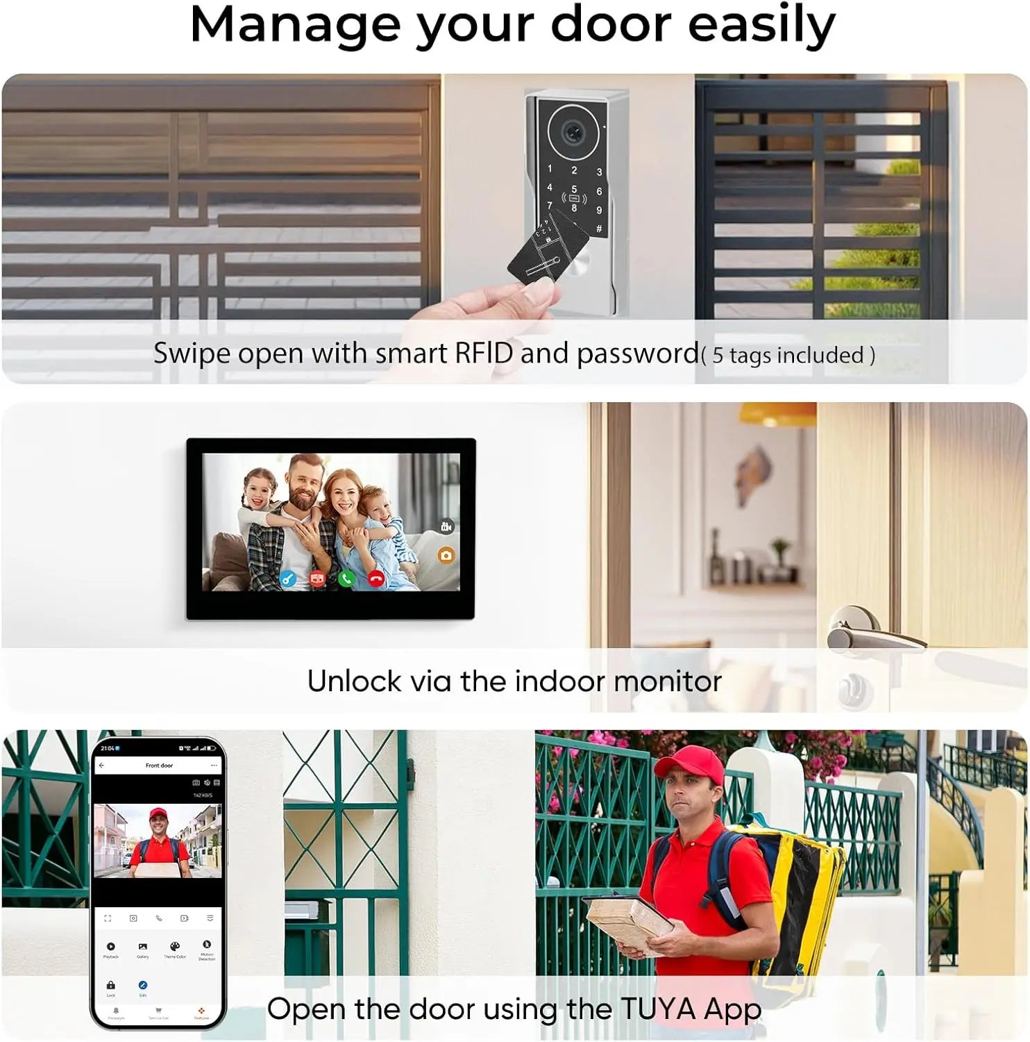 7/10inch Touch Screen 5G WiFi Video Doorbell 2-Wire TUYA Smart 1080P Camera Video Doorphone Intercom Password IC Card APP Unlock