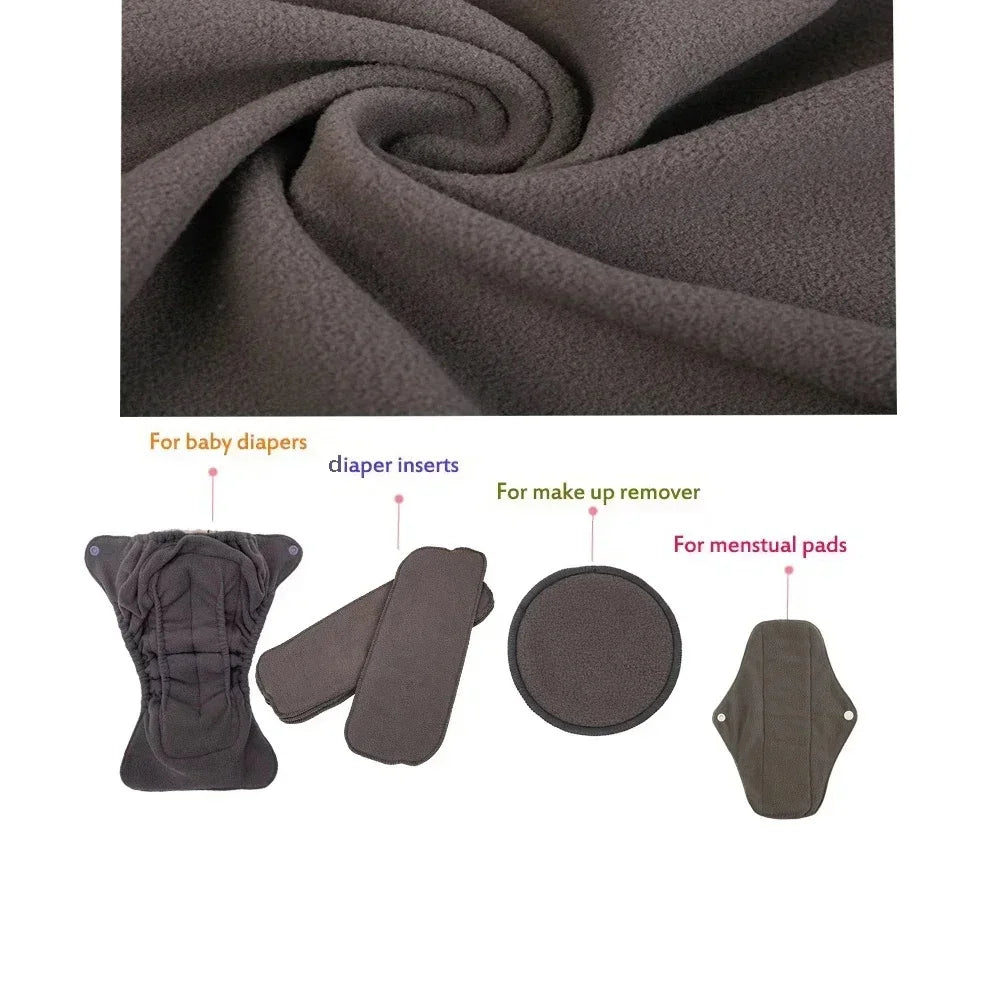 Bamboo Charcoal Fabric Microfleece Material For Cloth Diapers Lining Pads Reusable Menstrual Pads Absorb Fast